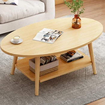  Maži ovalūs kavos staliukai Modernus woodpremium estetinis šoninis staliukas Minimalistinis Wohnzimmer Tisch svetainės baldai