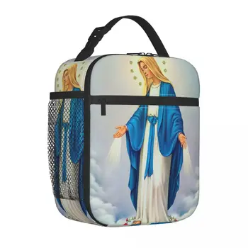 Mergelės Marijos krikščionių katalikų izoliuoti pietų krepšiai Nepralaidūs Gvadalupės Dievo Motinos valgio konteinerio terminis maišelis Tote Pietų dėžutė