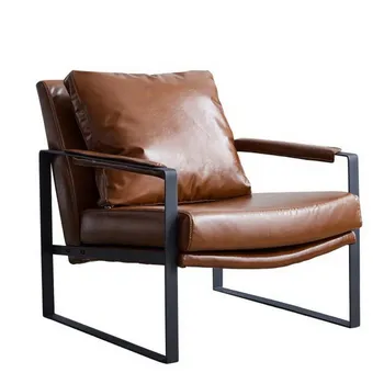  Metalinis rėmas odinis fotelis laisvalaikio kėdė svetainės baldai viengulė sofa kėdė