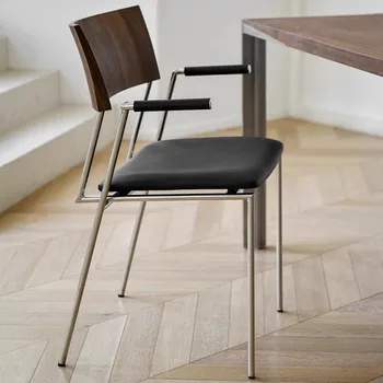  Modernus akcentas Valgomojo kėdė Prabangus dizainas Aukštas laukimas Svetainė Valgomojo kėdės Odiniai sillas de Comedor Šiaurės šalių baldai