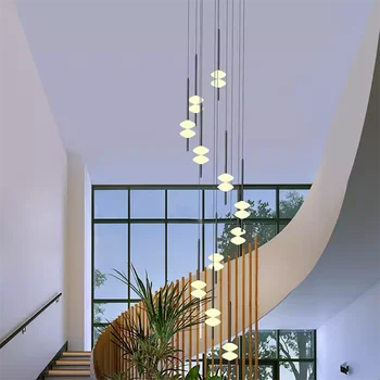  Modernūs žiediniai laiptai LED žibintai pakabinami šviestuvai svetainei vedė Šviestuvai valgomajam pakabinamas šviestuvas patalpų apšvietimas