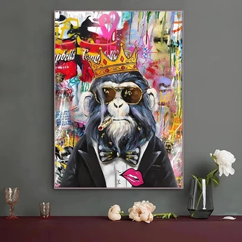 Modulinis rūkymas Orangutano drobės paveikslėliai Beždžionių plakatų atspaudai Abstraktūs paveikslai Klasikinis namų dekoras Sienų menas svetainei