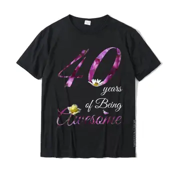  Moteriški 40 metų marškiniai Nuostabi gėlė 1981 40-ojo gimtadienio dovanų marškinėliai Marškinėliai vyrams Camisa Tops Trišakiai Pigus spausdinimas Medvilnė