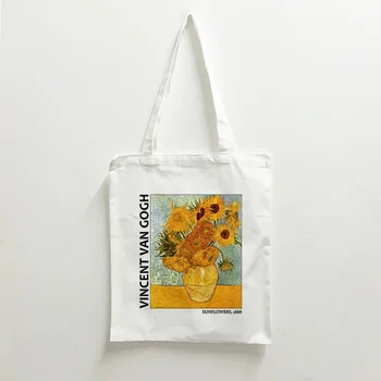  Moteriški krepšiai Tote krepšys Medžiaginis krepšys Van Gogo aliejinė tapyba Estetiniai pirkinių krepšiai Drobės krepšys Laisvalaikio rankinė Pečių krepšys Pirkėjo krepšys