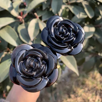  Natūralaus juodo obsidiano raižytų rožių gėlių dovana Valentino dienai 1vnt