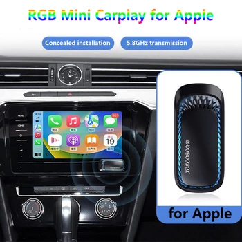  Nauja RGB mini Carplay AI dėžutė, skirta Apple Car Play belaidis adapteris Car OEM Wired CarPlay į belaidį išmanųjį USB raktą Plug and Play