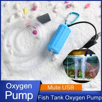  NAUJAS akvariumas Žuvų bakas USB deguonies oro siurblys Nutildyti energijos taupymo reikmenis Nešiojami mini vandens terariumo žuvų rezervuarų priedai