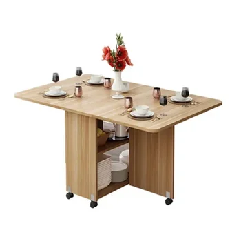  Naujas kūrybinis medžio masyvo valgomojo stalas sulankstomas valgomojo stalas Svetainė Virtuvės daiktai Sandėliavimas Namų baldai