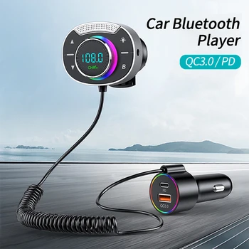  NAUJAS T86 automobilio su Bluetooth suderinamas 5.0 FM siųstuvas Belaidis laisvų rankų įrangos garso imtuvas MP3 muzikos grotuvas PD 30W QC3.0 greitasis įkroviklis