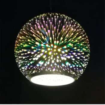  Neoninių fejerverkų 3D stiklo pakabinimo lempos LED kūrybingi spalvingi šventiniai šviestuvai Kambarys Namų interjeras Kalėdinis apšvietimas Dekoro lempos