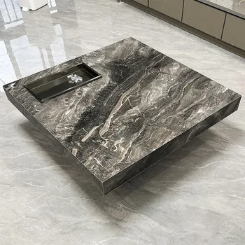  Netaisyklingas marmurinis stalas Kavos saugykla Vintage Mobile akrilo grindys Estetiniai stalai Daugiafunkciai Coiffeuse elegantiški baldai