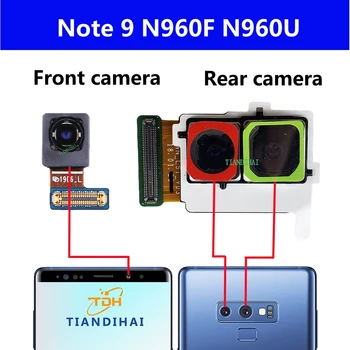  Originalas Samsung Galaxy Note 9 NOTE9 N960F N960U N960N Priekinė galinė galinė kamera Priekinės asmenukės pagrindinės kameros modulis Flex kabelis