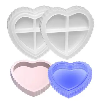  Papuošalų dėžutė Silikoninė forma 2vnt Širdies forma Dryžuotas dizainas Valentino diena 