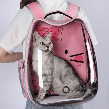  Pet Cat Carrier Bag Portable Breathable Outdoor Backpack Cats Transparent Carry Bags Mochila para gatos Bolsa para mascotas