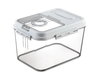  Plastikinė ryžių laikymo dėžutė Grūdų dozatorius Konteineris Virtuvės organizatorius Naminių kačių šunų ėdalo laikymo dėžė Konteinerio statinės dėžutė su dangčiu
