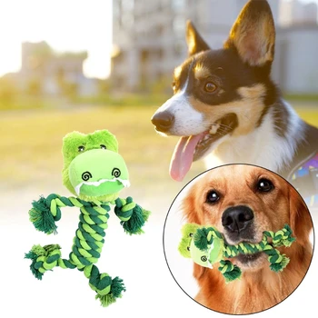  Pliušinis šunų kramtomasis žaislas su virvės korpusu ir įdaryta galva šuniukų veislei mažinti Bore šunų kramtomieji žaislai šuniukui Interaktyvūs