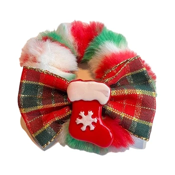  Pliušinė plaukų kilpa Kalėdinės elastinės plaukų juostos Scrunchies Furry Hair Rope Hairwear drop shipping