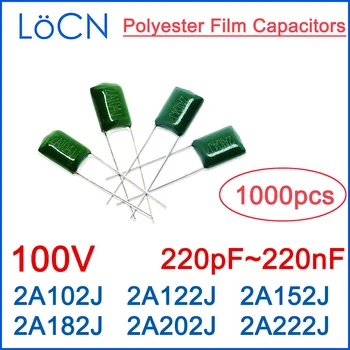  Poliesterio plėvelės kondensatorius CL11 100V 1nf 1.2nf 1.5nf 1.8nf 2nf 2.2nf 2A102J 2A122J 2A152J 2A182J 2A202J 2A222J 1000vnt LoCN