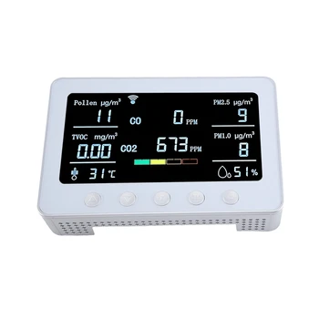  PT02 Plus Wifi oro kokybės monitorius aptinka žiedadulkes TVOC CO CO2 PM2.5 1.0 Temp RH IoT valdiklis RS485 duomenų kaupiklis