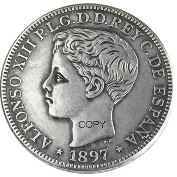  Puerto Rikas 1897 1 Peso sidabru dengtos kopijos monetos