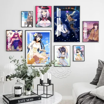  Rascal nesvajoja apie zuikio mergaitę Senpai Art Print Plakatas Japonų anime drobės tapyba Otaku sieninis paveikslas Miegamojo dekoro dovana
