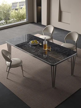  Roko plokštelinis stalas modernus paprastas namų mažas buitinis liukso klasės akmens stalas lengvas prabangus minimalistinis stačiakampis stalas