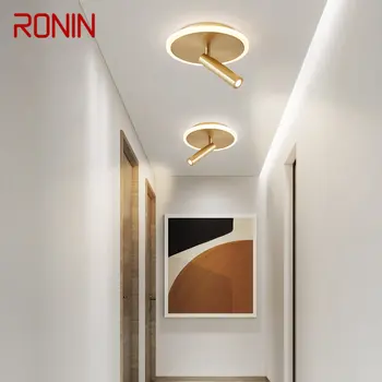  RONIN Šiaurės šalių žalvarinės lempos luboms LED modernus paprastumas Auksiniai rotuojami prožektoriai namų verandos praėjimo dekoro apšvietimui