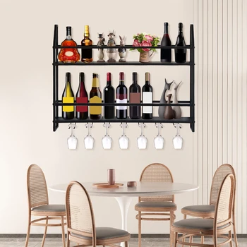  Sieninis geležinis vyno stovas Butelis Šampano stiklo laikiklio lentynos Baras Namų vakarėlis Lengvas ir stiprus patvarus unikalaus dizaino dekoras