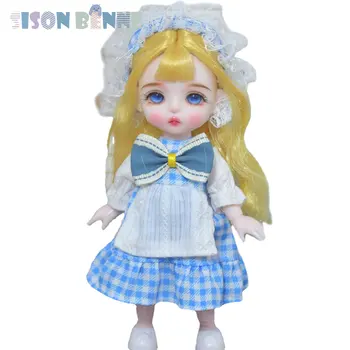  SISON BENNE Pilnas rinkinys Miela lėlės dovana vaikams Lifelike Mini 16cm mergaičių lėlės aprangos rinkinys