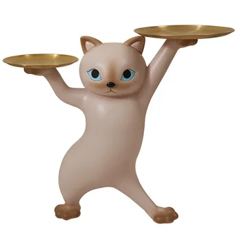  Skaidrus Kavos staliukas Svetainė Arbatos stalas Grindų dekoravimo dovana Kūrybinis šoninio stalo dizainas Baldai Prabangi katės skulptūra