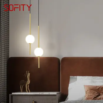  SOFITY Šiuolaikinės varinės pakabinamos lempos LED 3 spalvų auksinis žalvario šviestuvas Prabangaus dizaino dekoras šiuolaikiniam namų miegamajam