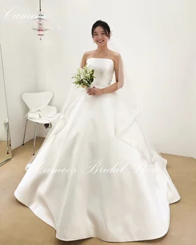  SONDR Korėjietiška vestuvinė suknelė be rankovių be petnešėlių Pagal užsakymą pagaminta oficiali nuotakos suknelė 웨딩드레스 Satin Simple Wedding Gown Bridal
