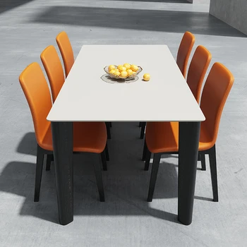  Stačiakampis modernus minimalistinio dizaino mažas butas namų valgomasis medžio masyvo valgomojo stalo ir kėdės derinys