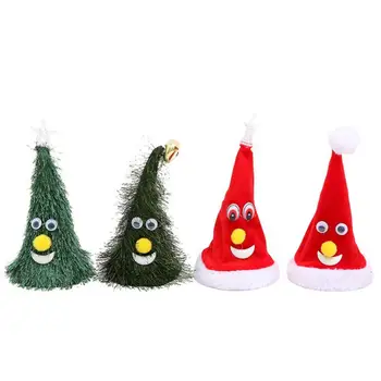  Sūpynės dainuojančios eglutės skrybėlė Švytinti muzika Xmas skrybėlės Elektrinis pliušinis žaislas Vaikų dovana Laimingų Naujųjų metų Kalėdų dekoracija