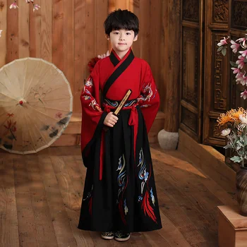  Tiesus vaikų Hanfu vyrų 2021 m. Nauji mažo berniuko senoviniai drabužiai kinų stiliaus senovinė knyga Berniuko viršelis Pavasaris ir ruduo