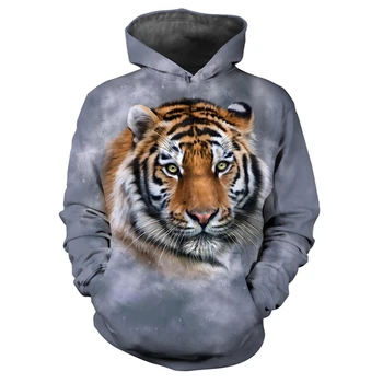  Tiger Lion 3D Printed Sweatie Džemperiai su gobtuvu Vyrai Moterys Fashion Casual Megztiniai ilgomis rankovėmis Spausdinti Harajuku Streetwear y2k Gobtuvai Viršus