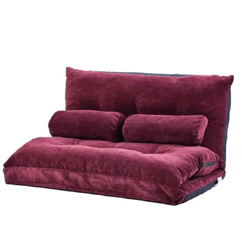  Tingi sofa Reguliuojama sulankstoma Futon sofa su dviem pagalvėmis Vaizdo žaidimų sofa svetainei, Burgundija