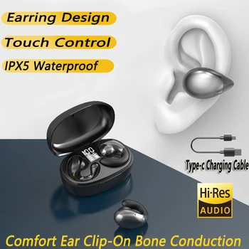  True Bone Conduction Bluetooth ausinių ausinių spaustukas Patogu dėvėti belaides ausines su mikrofonu Lauko sportas atsparus vandeniui