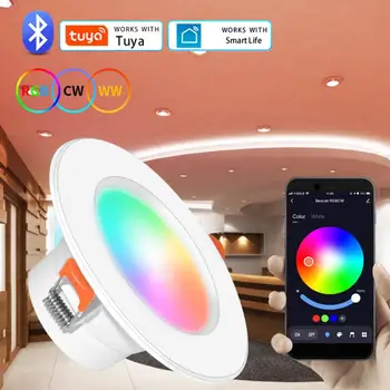  Tuya Smart LED downlight lubų įleidžiama lempa pritemdoma RGB spalva keičiasi 9W 15W šilta šalta šviesa su Alexa Google Home