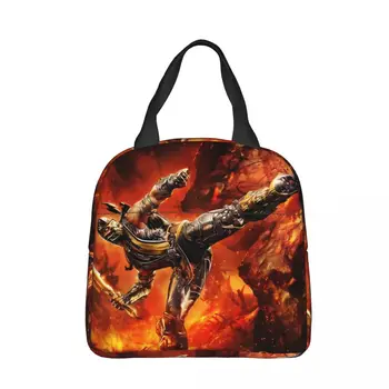  Ugnies skorpionas Izoliuotas pietų krepšys Žaidimas Mortal Kombat Women Kids Cooler Bag Terminis nešiojamas pietų dėžutė Ledo pakuotės tote