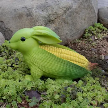  Unikali triušio skulptūra Žavinga Velykų zuikio dervos figūrėlė Animacinis modelis su kukurūzų kūnu Pavasario atostogų namų sodo dekoravimas