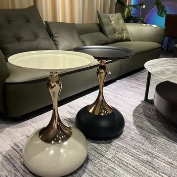  Unikalus apvalus kavos staliukas mažas sofai kampinis metalinis apvalus kavos staliukas šilumos izoliacija šoninis juodas staliukas Basse namų baldai