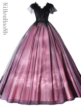  V Neck Ball Gown Long Evening Dress Party Elegant 2023 Chalatas De Soiree Black Princess Prom suknelės