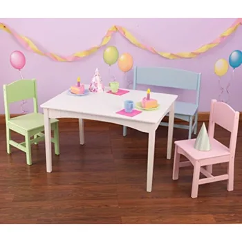  Vaikų baldai - pastelinis studijų stalas vaikams Įvairiaspalvė vaikiška kėdė ir stalo komplektas Dovana 3-8 metų vaikams Medinė