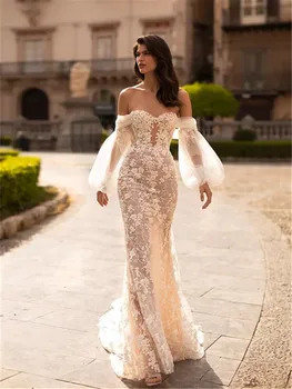  vestuvinė suknelė ilgomis rankovėmis Vestido De Novia Sirena Nėriniai Prabangios Casamento suknelės Novias 2024 Vestidos Boda nuotakai Trouwjurk