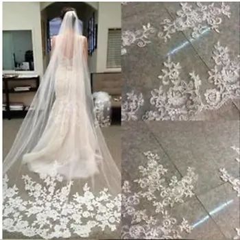  Vieno sluoksnio vestuvių šydas Lianshi nuotakos nėrinių siuvinėjimo kraštas nuotaka tiekia 3M su šukomis 2022