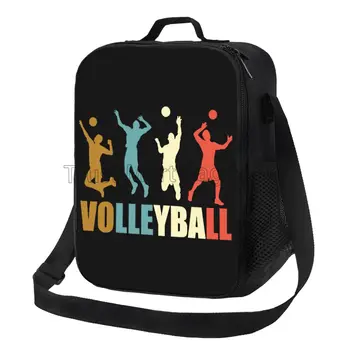  Vintage Retro Volleyball Tri Blend izoliuotas pietų krepšys Daugkartinio naudojimo nešiojamas terminis bento su reguliuojamu dirželiu iškylų kelionėms