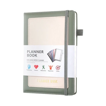 Week Planner 2024 Notebook su PU viršeliu, vidutinis (A5) kietas viršelis, 5.9X8.4Inch didelis gulumas