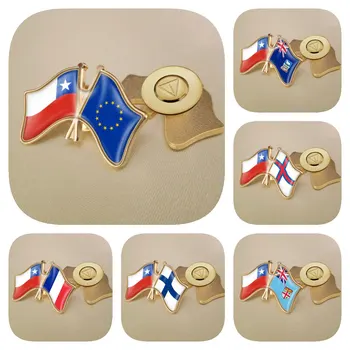  Čilė ir Europos Sąjunga Folklando salos Farerų salos Fidžis Suomija Prancūzija Dukart sukryžiuotos draugystės vėliavos Atvartų smeigtukai Ženkleliai
