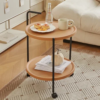  šiaurietiško stiliaus buitinė sofa mažas apvalus stalas balkonas šviesus prabangus mažas šeimos pusryčių stalas paprastas arbatos stalas mobilus krepšelis